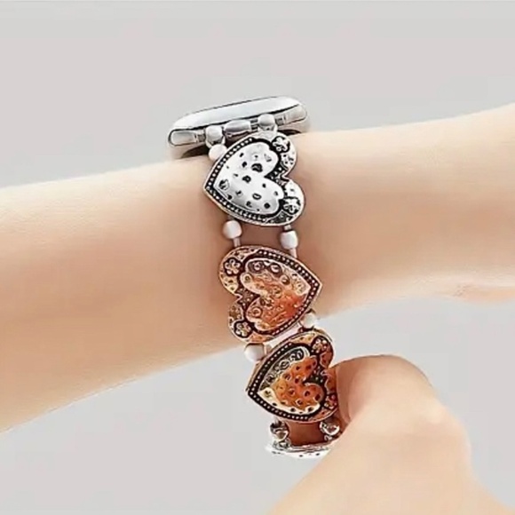 Heart-Shaped Carved Pattern Elastic Chain for Apple Watch 38MM 40MM 41MM - Picture 4 of 4